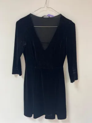 Black velvet mini dress, Miss Selfridge, Size 8 (Elastane, Polyester)