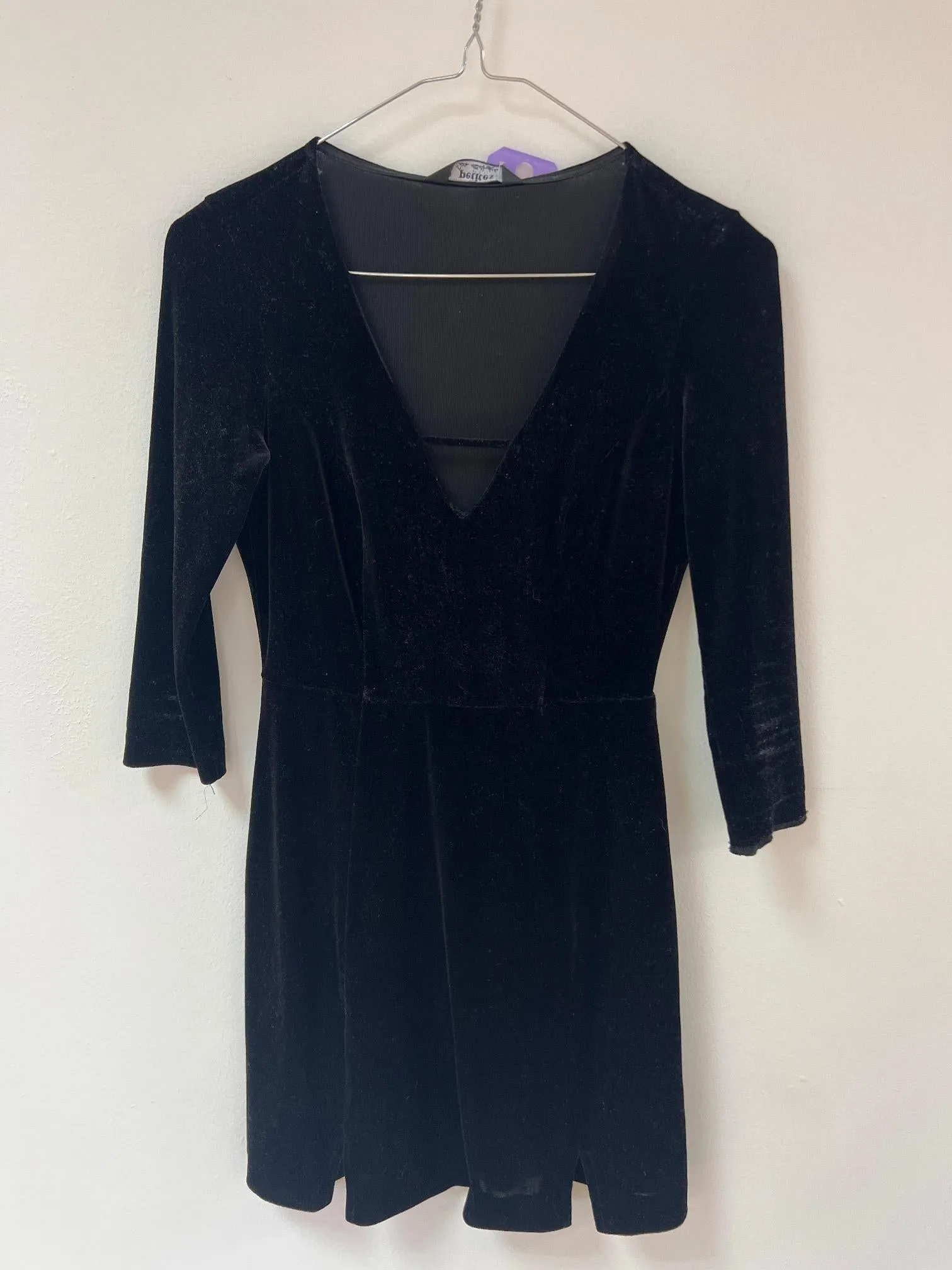 Black velvet mini dress, Miss Selfridge, Size 8 (Elastane, Polyester)