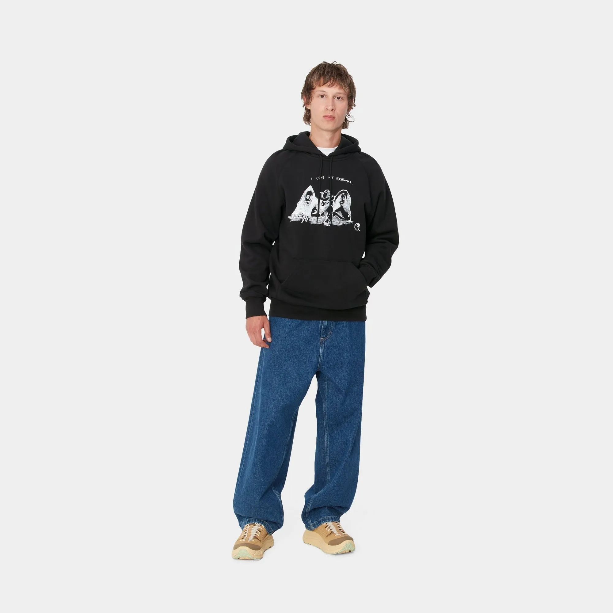Hooded Pepe Friends Sweatshirt | Black / White