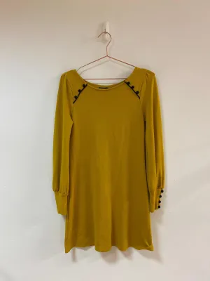 Yellow knee length dress, Miss Selfridge, Size 10 (Viscose, Elastane, Polyester)