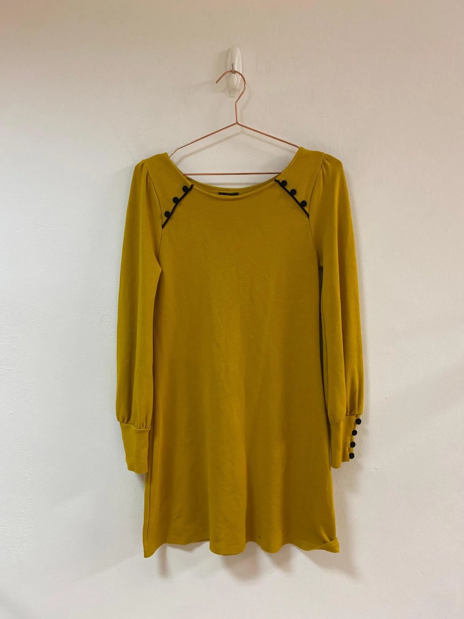 Yellow knee length dress, Miss Selfridge, Size 10 (Viscose, Elastane, Polyester)
